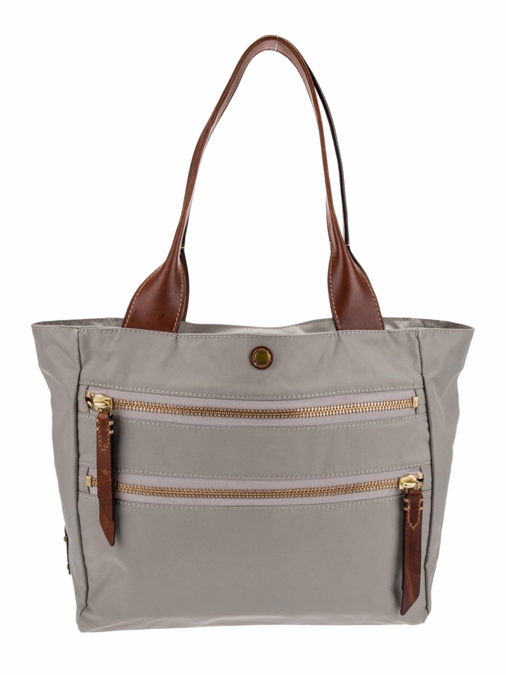 Frye Ivy Nylon Tote in grey with brown leather trim - Picture 2 of 6